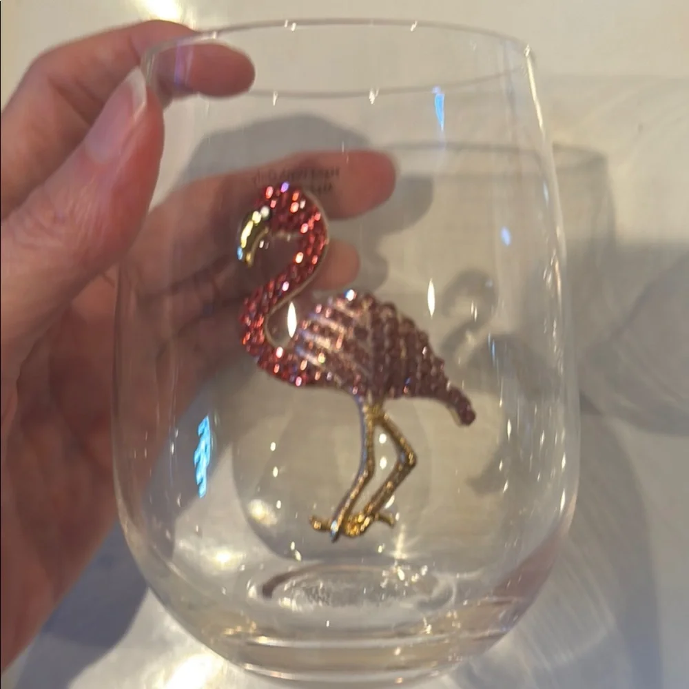 Wine Glasses Jeweled Flamingo Stemless Wine Glass Set
